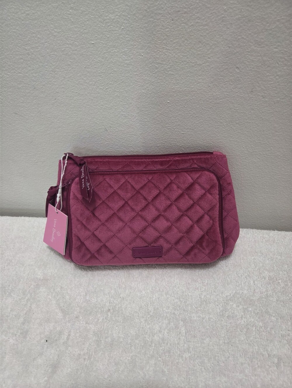 Vera Bradley Majestic Magenta Compact Organizer Quilted Velvet Makeup Bag